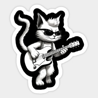 Cat playing guitar Sticker